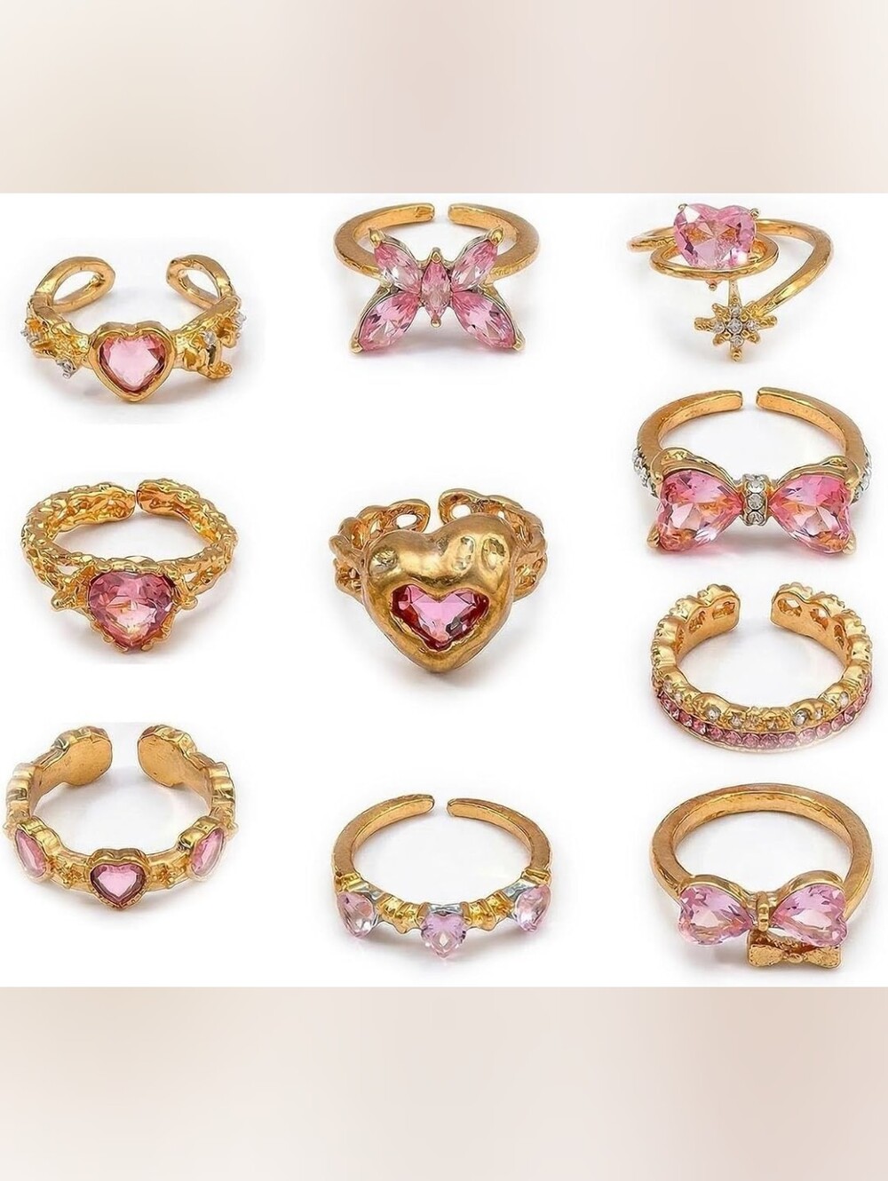 14K Gold Plated Stackable Rings Set - Picture 2 of 2
